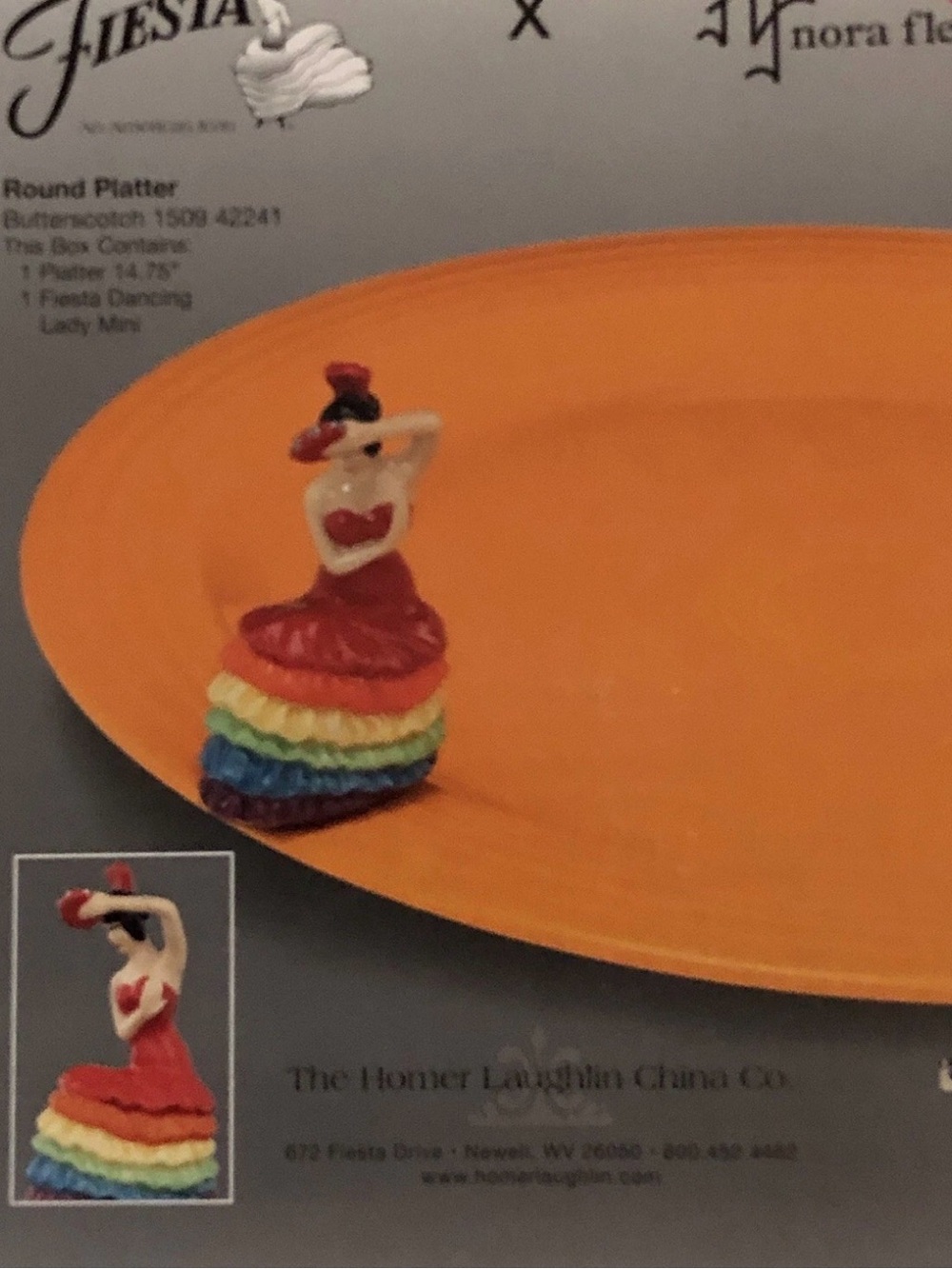 Nora Fleming RETIRED Fiesta Round Platter with Dancing Lady Mini NIB HTF